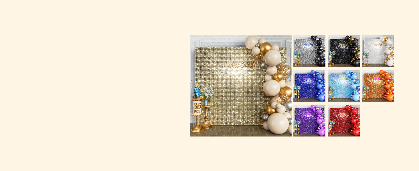 Qcity Purple Shimmer Wall Backdrop, 36PCS Square Sequin