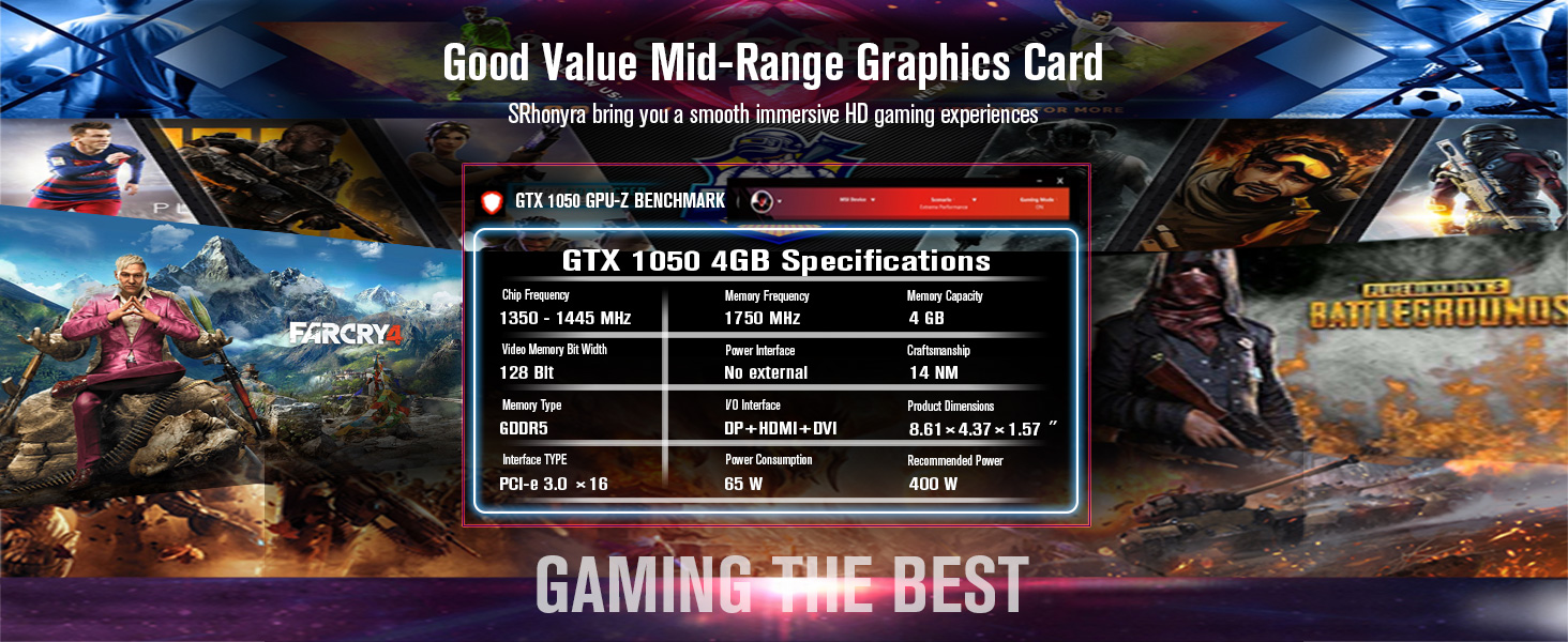 SRhonyra GTX 1050 4GB gaming graphcis card
