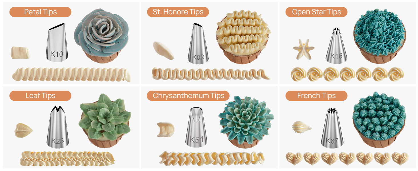 Kootek 25Pcs Piping Bags and Tips Set with Ebook, Frosting