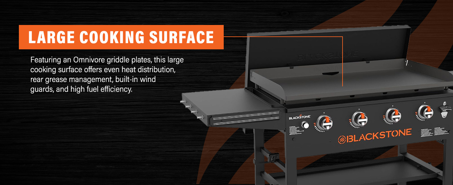 A large grill cooking surface, showcasing ample space for preparing various dishes
