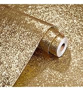 STICKEEP Gold Glitter Contact Paper for Walls Self Adhesive Sparkle Glitter Wallpaper Decorative ...