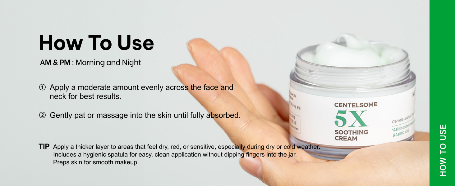 Centelsome 5X Soothing Cream for AM PM, with Green Tea Water and Centella Exosome and niacinamides