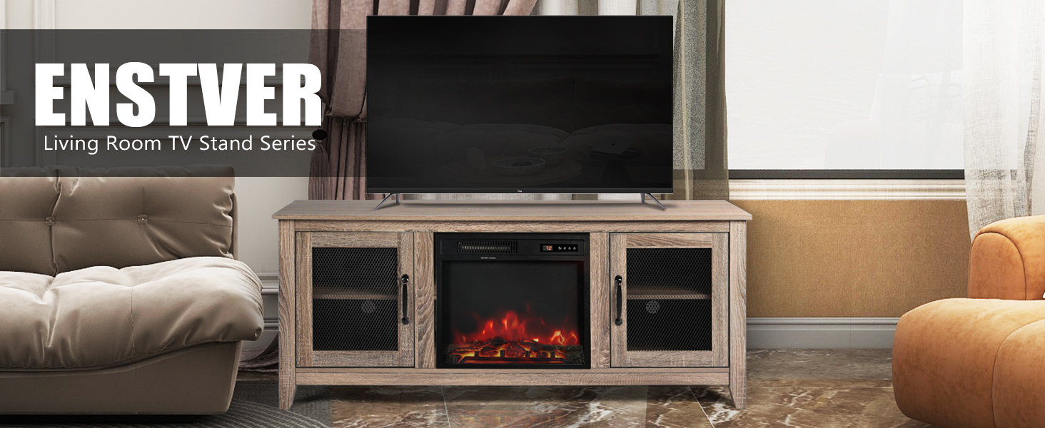 ENSTVER Fireplace TV Stand for TVs Up to 65 inch