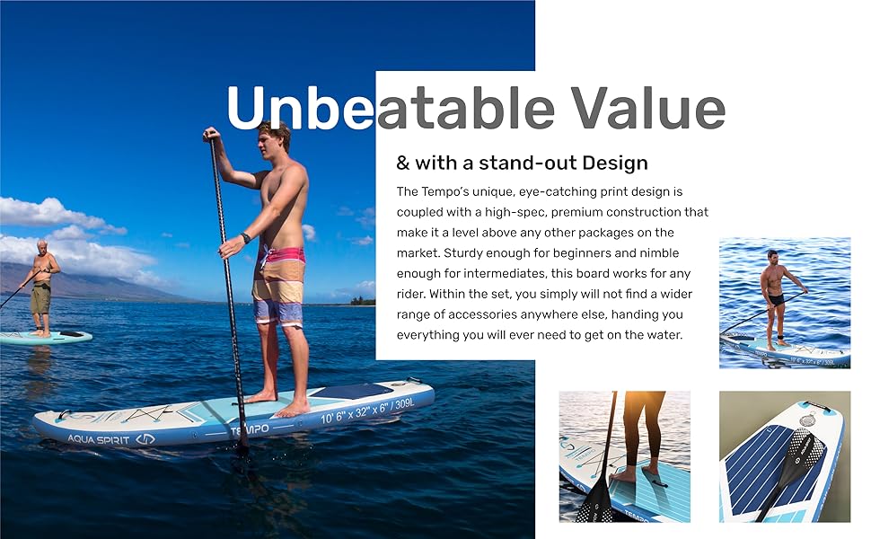 AQUA SPIRIT Inflatable Stand up Paddle Board SUP TEMPO