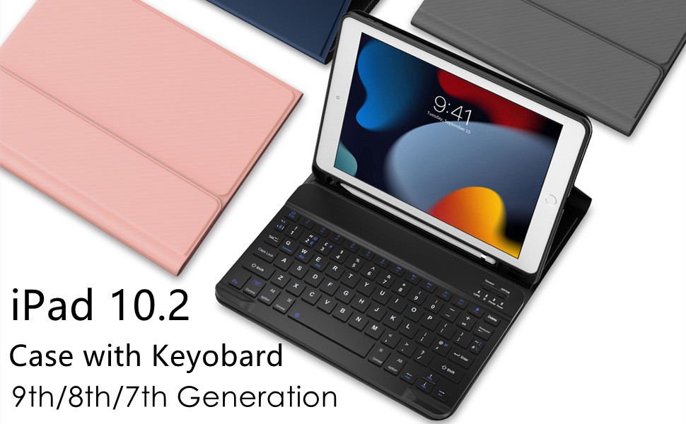QUIMBYXRA iPad 10.2 Case with Keyboard 9th, 8th, 7th Generation, a2602