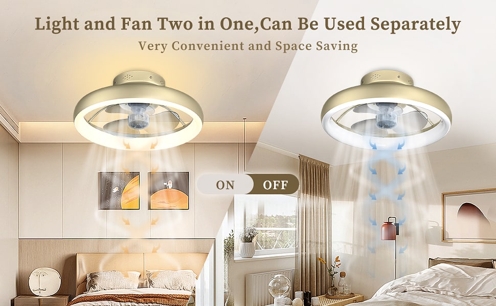 Chriari Low Profile Ceiling Fans with Lights and Remote Control, 16