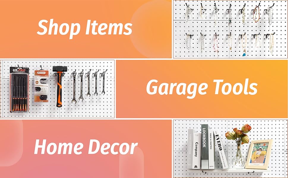 HUHOLE Black Pegboard Hooks 10 Inch, 25PC, Heavy Duty