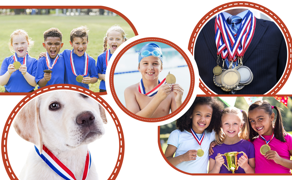 SUBANG 50 Pieces Medal Ribbons Award Neck Ribbons Medal Lanyards with Snap Clips