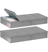 punemi Extra Large Under Bed Storage 65L, 42*16.5*5.8 in Tall underbed storage containers with Li...