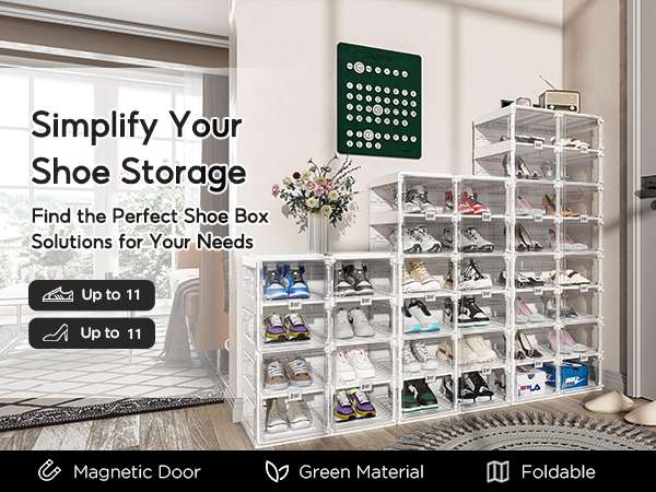 ANTBOX Foldable Shoe Rack,Shoe Organizers for Closet Plastic