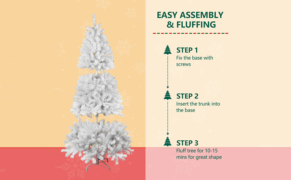 7Ft Prelit Christmas Tree Artificial White Realistic Tree 1064 Branch 400 Lights