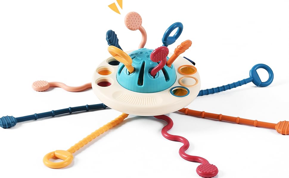 Rowyet Baby Toys,Montessori Toys for Babies,UFO Sensory Pull String