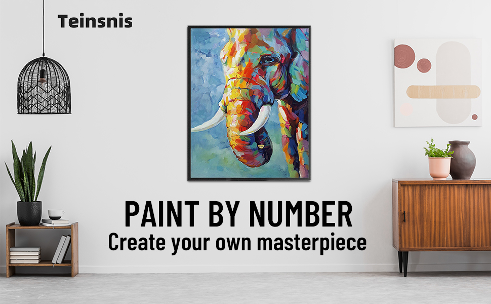 Teinsnis Elephant Paint by Number for Adults Canvas, DIY