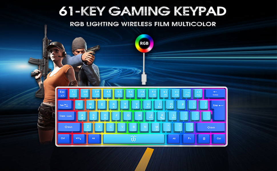 Snpurdiri 60 Wired Gaming Keyboard, RGB Mini