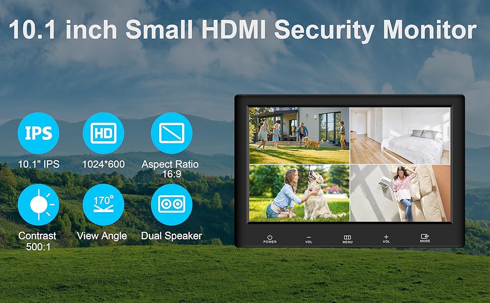 XIGETRAIL 10.1 Inch IPS Security Monitor & displays,1024 x