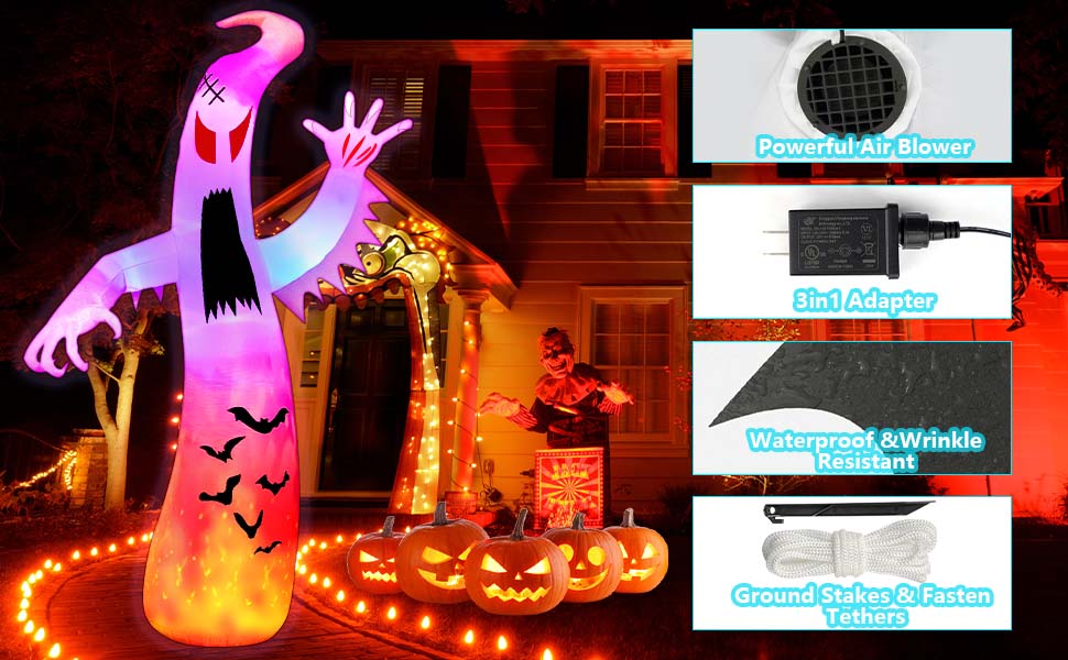 12FT Halloween Inflatables Giant Ghost Outdoor Decorations