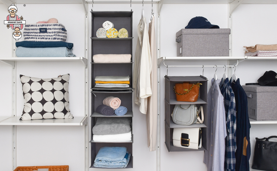GRANNY SAYS 6Shelf Hanging Organizer for Closet, Separable to 2 Pack 3Shelf