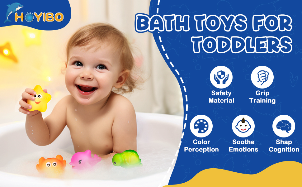 HOYIBO Bath Toys 8 Pack Light Up Bath Toys with Colorful Flashes