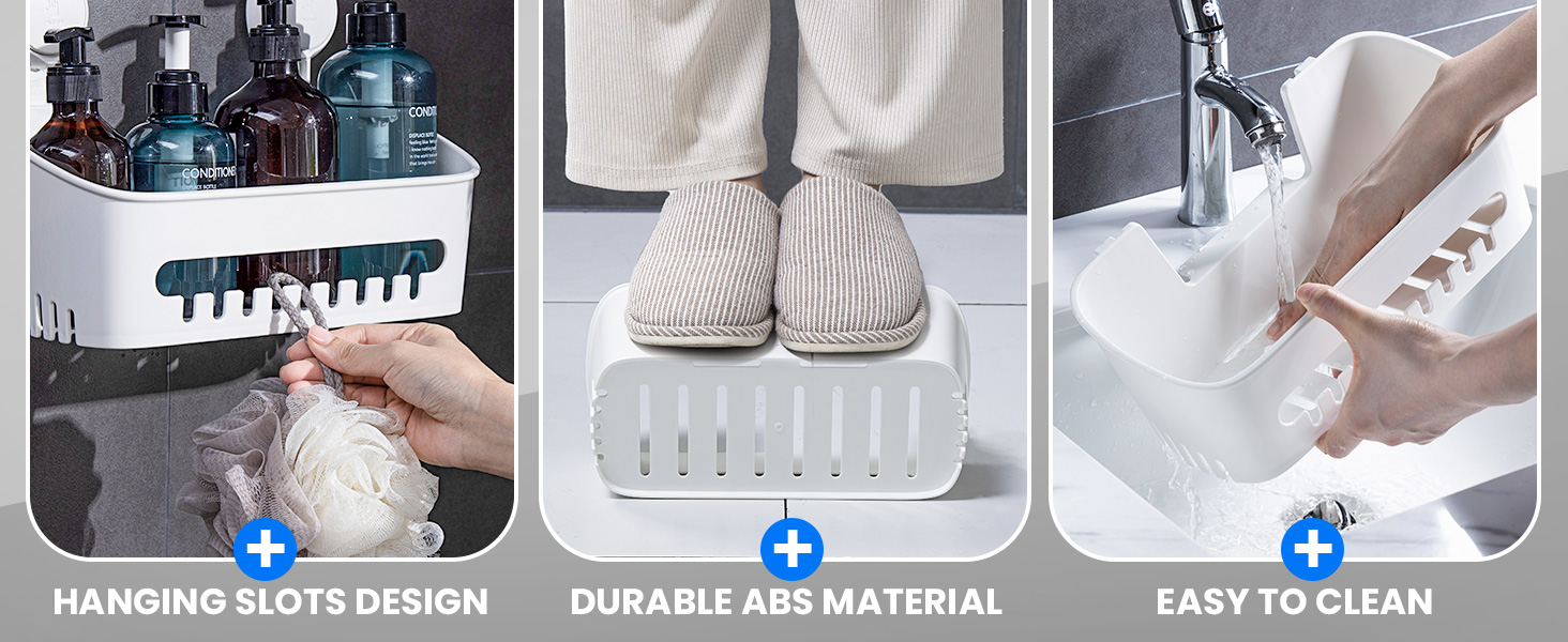 LEVERLOC Suction Shower Caddy Bathroom Organiser Basket NoDrilling