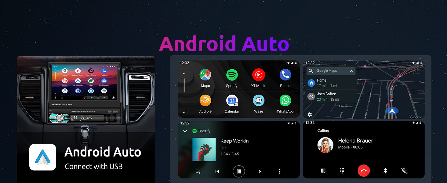 single din car stereo with wireless  carplay