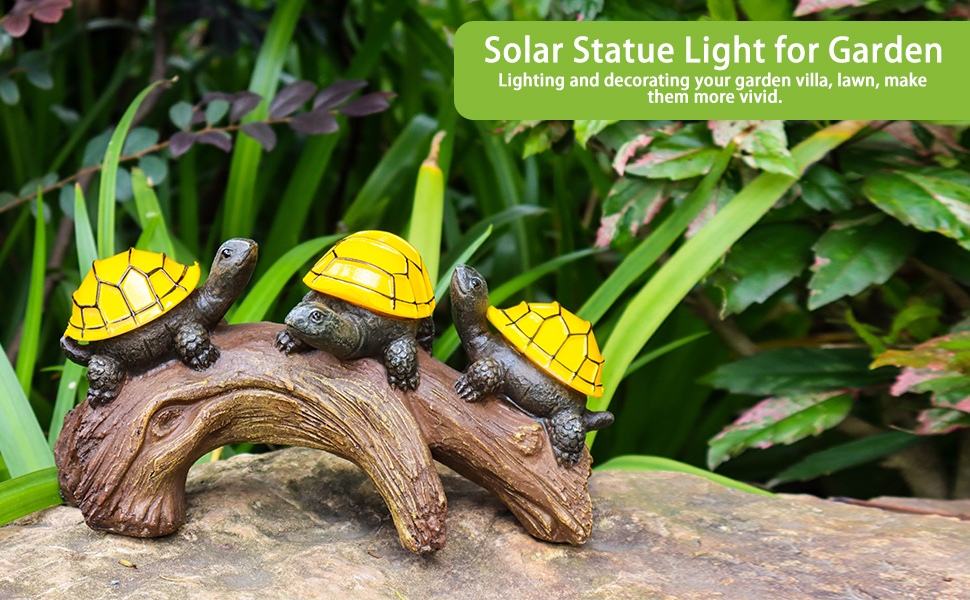 Solar Garden Turtle Statues Light, Outdoor Solar Turtles Decor with 3