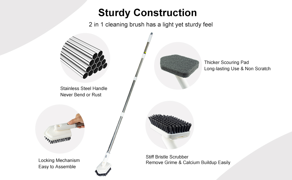 long handle tub tile brush scrubber scouring pad floor cleaning