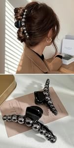 large black pearl hair clips