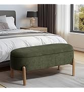 SIMTONAL Storage Bench Ottoman Upholstered Corduroy Bench for Bedroom End of Bed Aesthetic Large ...