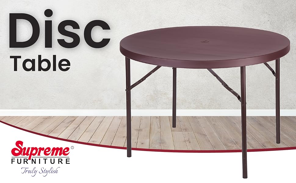 Supreme Furniture Disc Foldable, Round Plastic Table