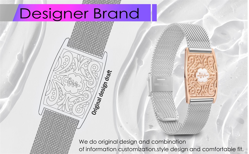 mesh stainless steel medical alert bracelets
