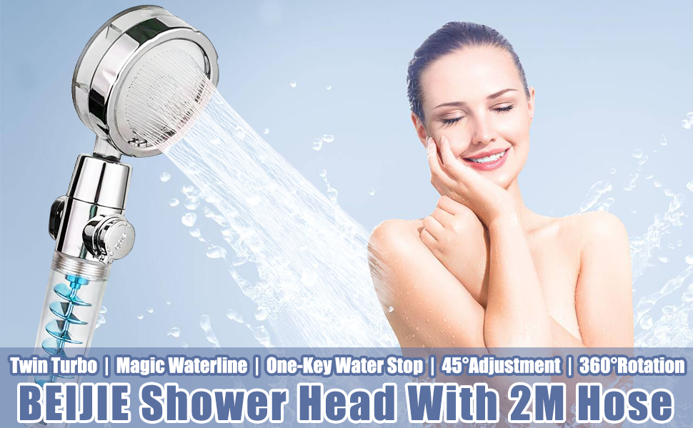 Shower Head and Hose 2M, Universal Shower Heads to Increase High