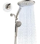 Dual Handheld Shower Head Combo, 2-in-1 Rain Shower Heads System 8 Inch Rainfall Shower Head and ...