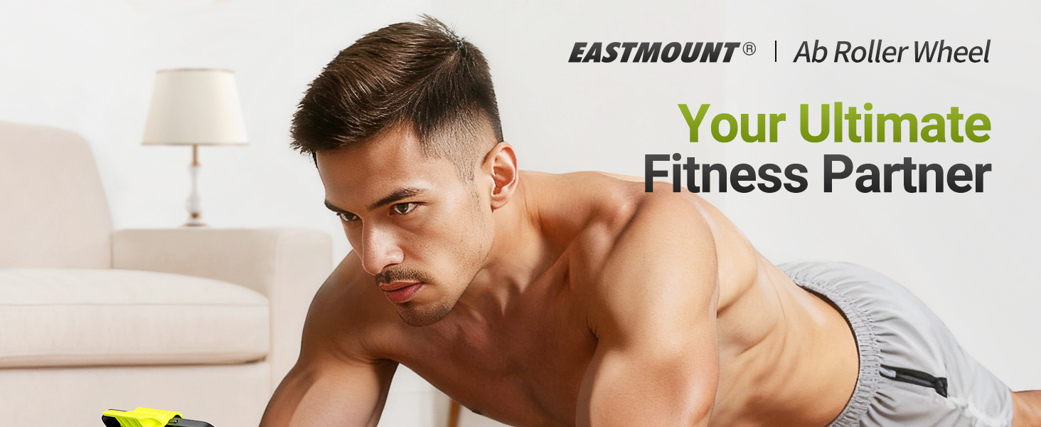 EAST MOUNT Ab Roller Wheel - Ab Roller with Elbow Support for Core Workout Home Gym Equipment