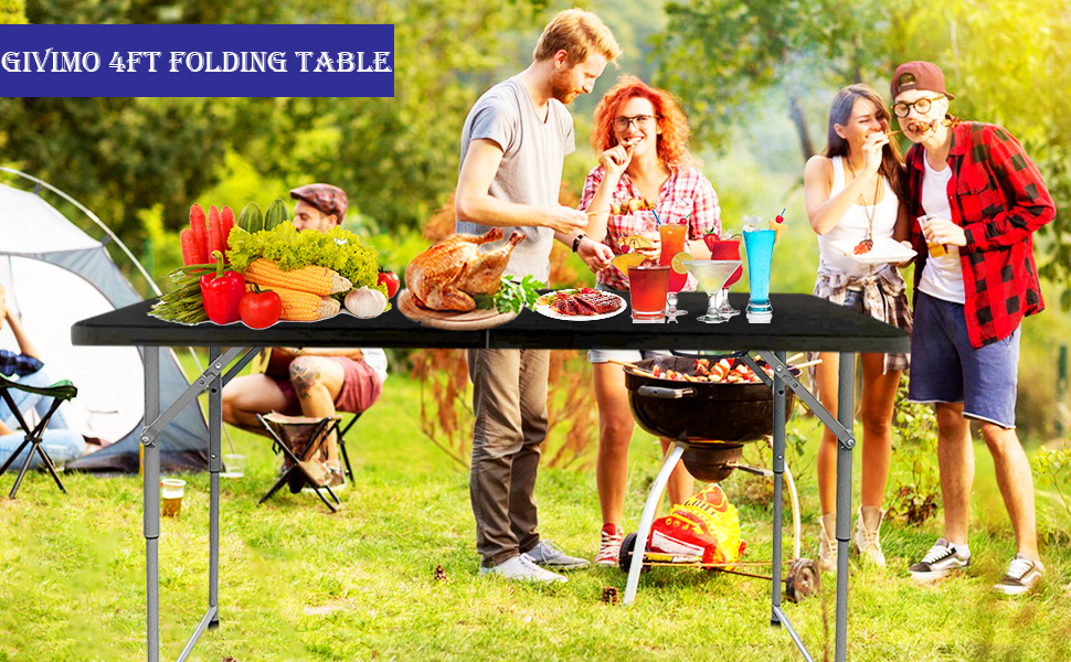 GIVIMO Folding Table 4 Foot Portable Height Adjustable