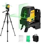 PREXISO Laser Level with Tripod - 100Ft Rechargeable Line Laser, Green Self Leveling Wide Angle C...