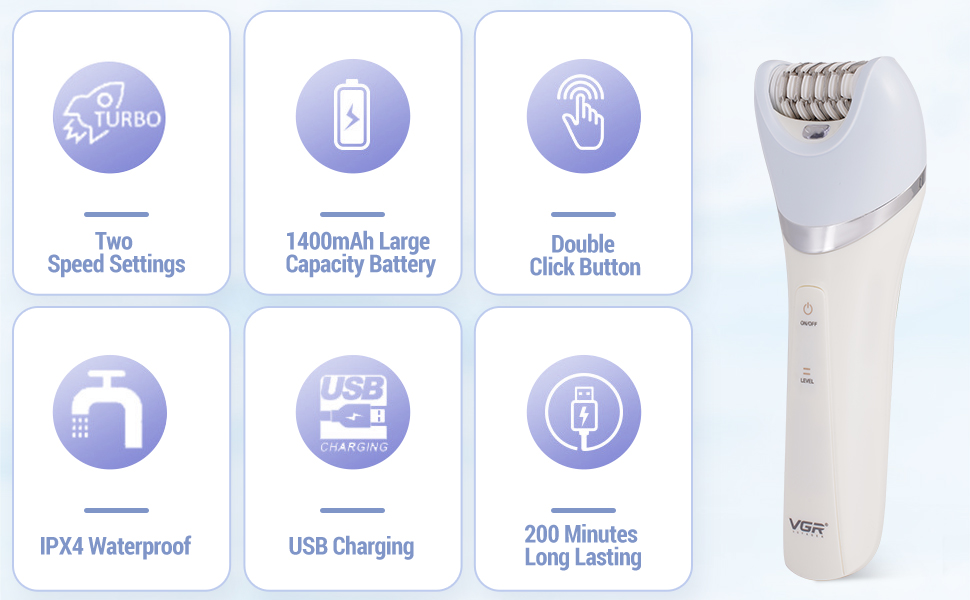 Epilator for Women, 5 in 1 Epilators Wet and Dry Hair Removal with LED