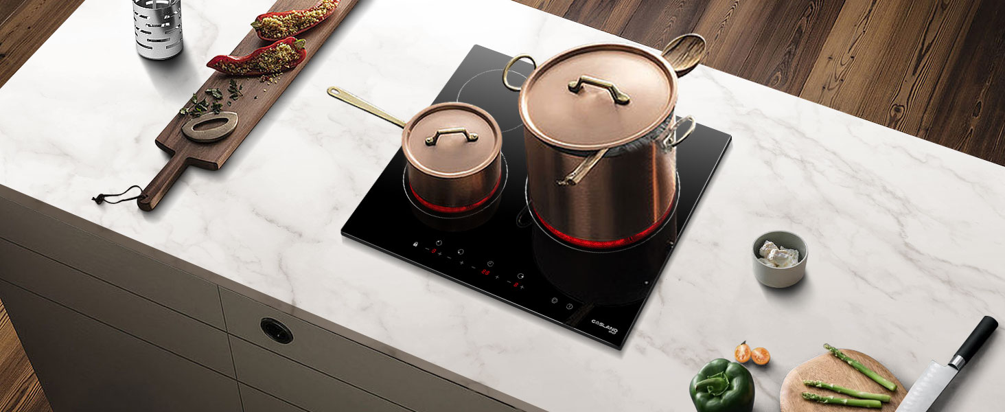 Built-in Ceramic Hob, 3 Zones Electric Cooktop In Black, 5400W Total Output, With Dual Zone Touch Control Timer Child Lock Gasland Chef CH603BF 10 Ceramic Hob