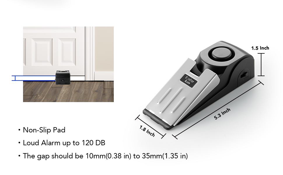 Door Stop Alarm, Door Stopper with 120DB Security Alarm
