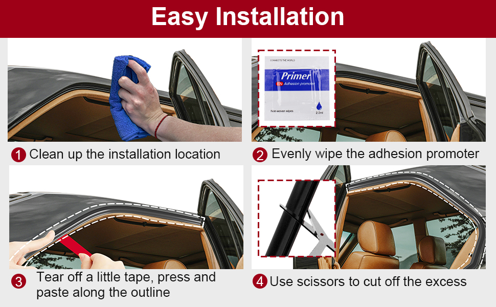 Symyda Car Weather Stripping Car Door Seal Strip Rubber, Automotive Weather