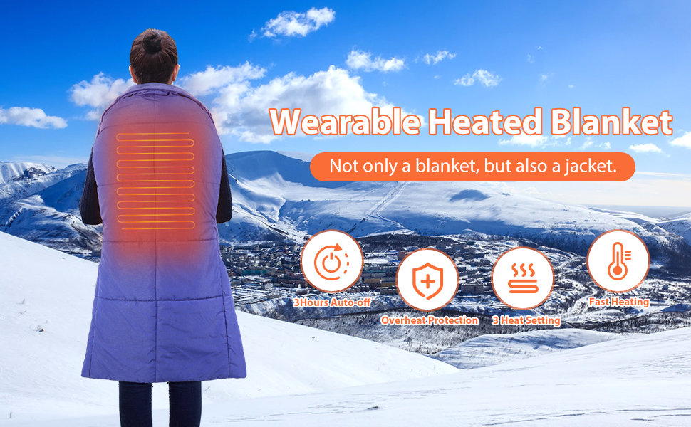 FlyfreeU Portable Heated Blanket DC 7.4V Port, Cordless