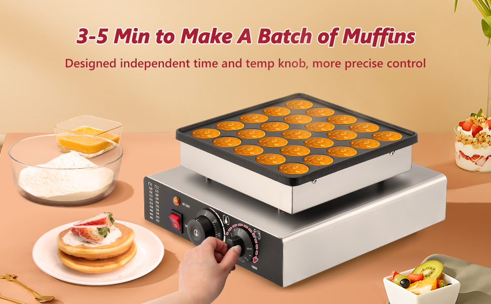 LANUEVA Mini Dutch Pancake Maker with Recipe, 25pcs 1.8