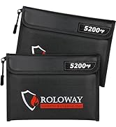 ROLOWAY Fireproof Bag (9.6 x 6.6 inches) 5200℉ Heat Insulated, Fireproof Money Bag with Zipper fo...