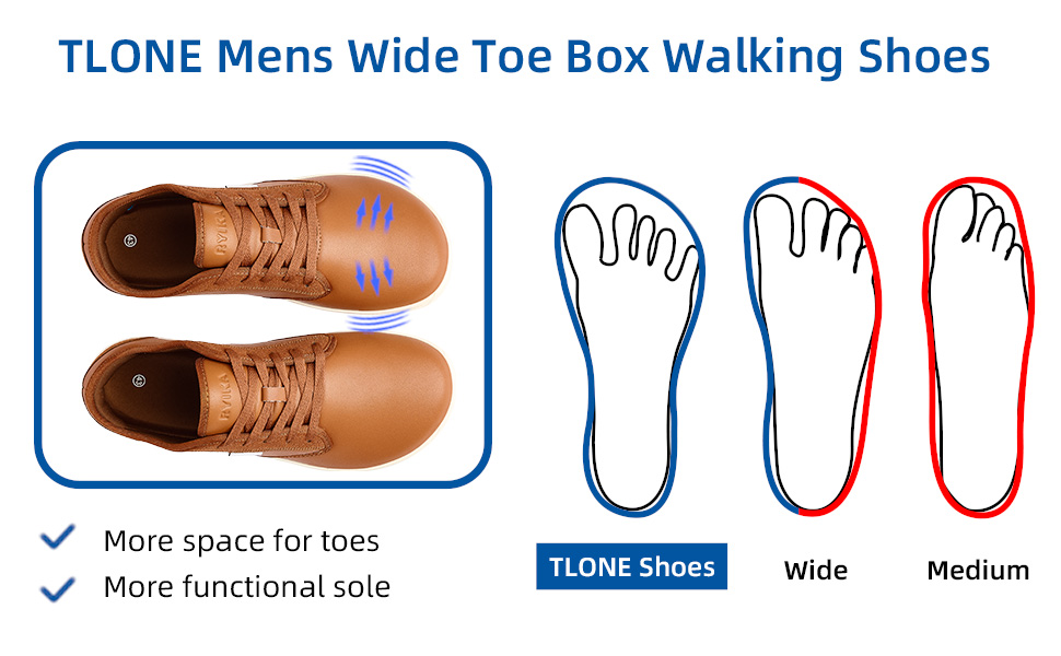 Tlone Barefoot Shoes Mens Wide Toe Box Sneakers for Men Comfortable Zero Drop Trail Running