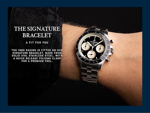 Amazon.com: 1960 Racing Chronograph Watch for Men - Steel