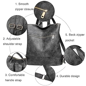 women zipper backpack purse