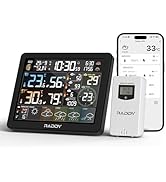 Raddy N80 Smart Wi-Fi Weather Station with APP Control, Indoor Outdoor Thermometer Wireless with ...