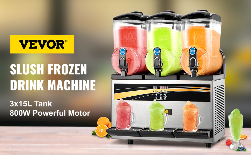 VEVOR Commercial Slushy Machine, 15Lx3 Tank Margarita Maker