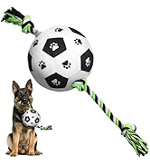 QDAN Dog Soccer Ball, Outdoor Dog Toys, Soccer Ball for Dogs on Rope Plush Birthday Toys for Smal...