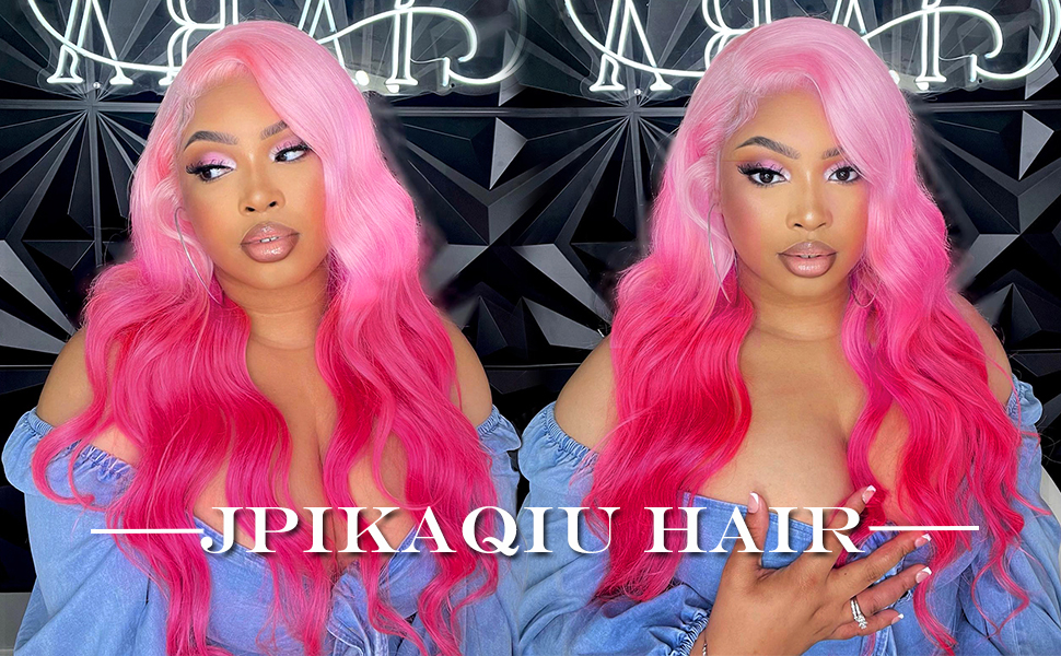 Amazon.com : JPIKAQIU Pink Lace Front Wig Ombre Pink