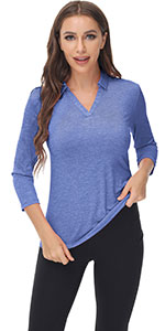 3/4 sleeve golf polo shirt quick dry tops